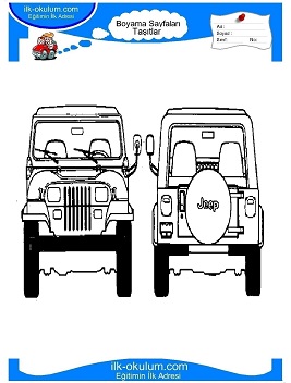Çocuklar İçin jeep Boyama Sayfaları 